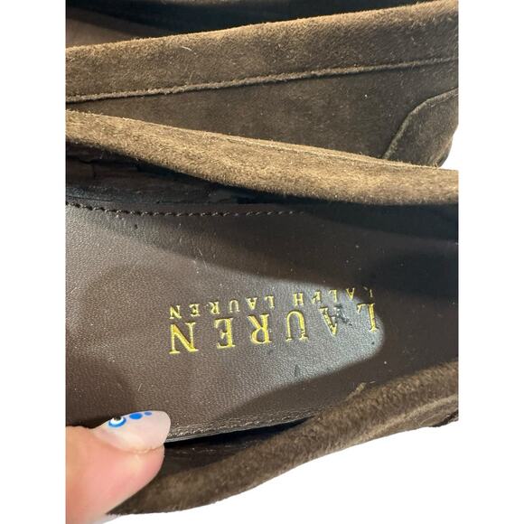 Lauren by Ralph Lauren Vintage 6 Brown Leather Suede Loafers Women Academic 90s - Picture 9 of 10